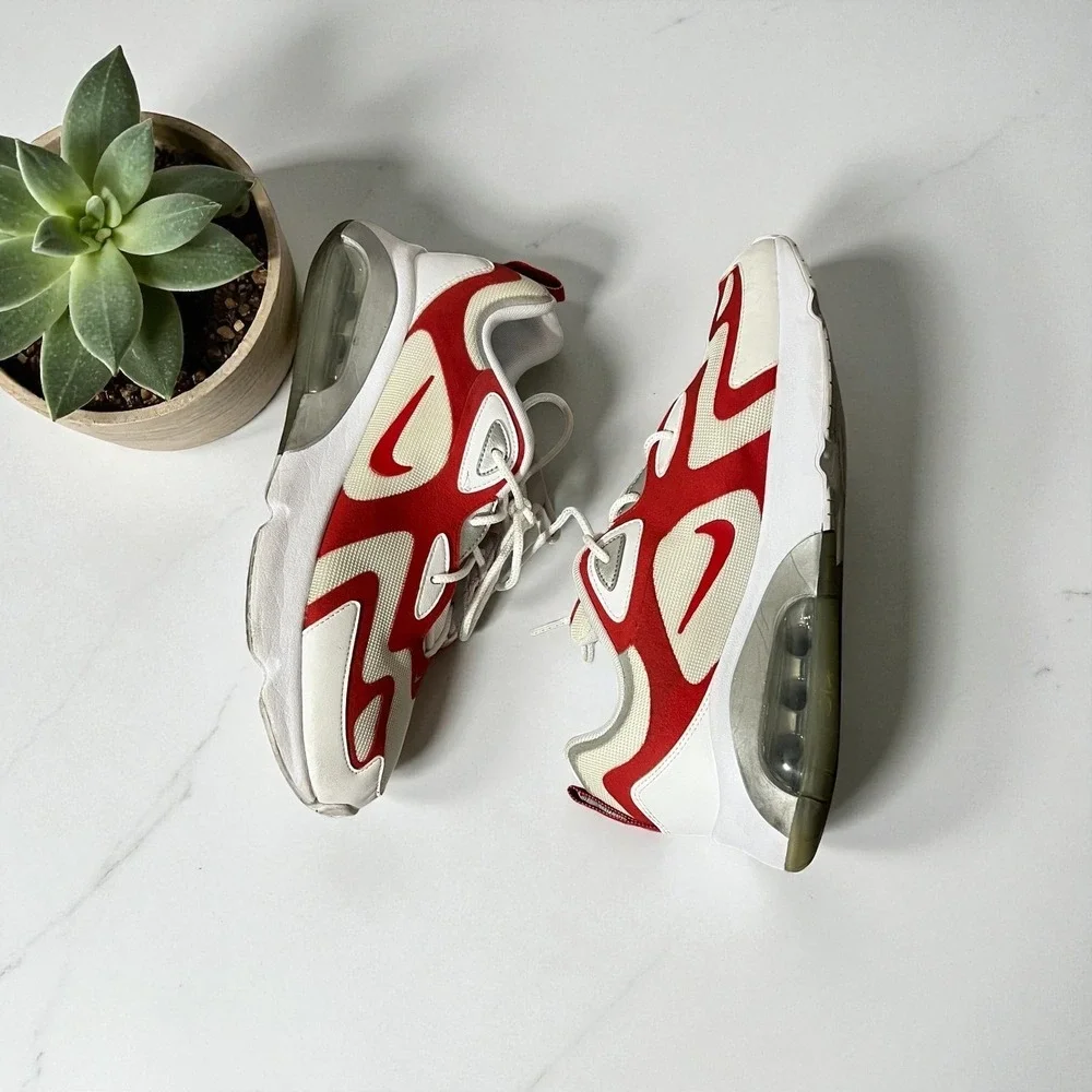 Nike‎ Air Max 200 AQ2568-100 White Red Men's Athletic Shoes Size 13